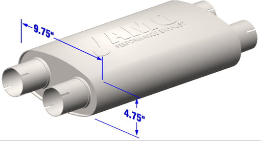 Oval Muffler 2-In/2-Out